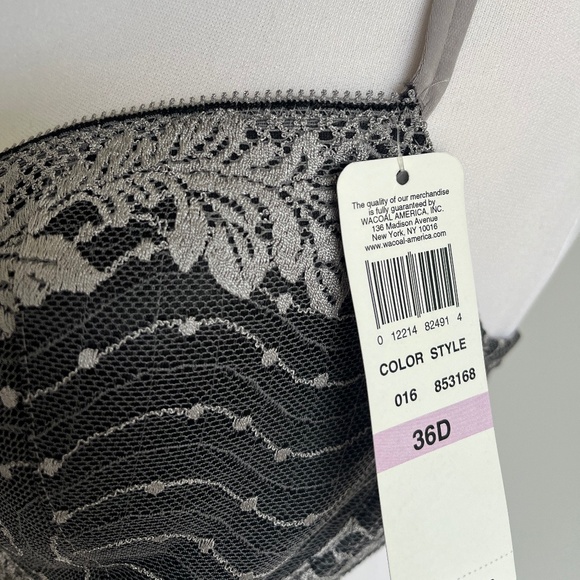 NWT WACOAL Absolute Elegance Contour Underwire Bra 853168 Gray & Silver 36D - Picture 7 of 8